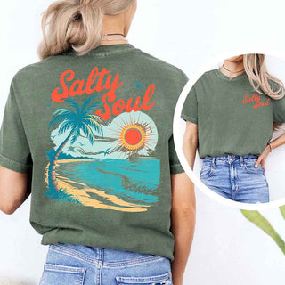 Salty Soul Comfort Colors Tee – Women’s Summer Beach Shirt - A Roese Boutique