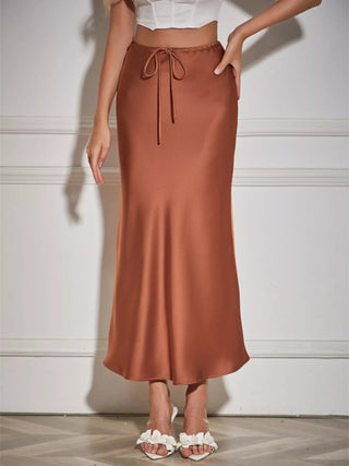 Satin Midi Skirt - A Roese Boutique