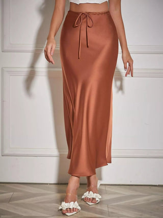 Satin Midi Skirt - A Roese Boutique