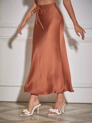 Satin Midi Skirt - A Roese Boutique
