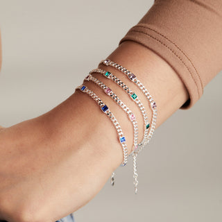 September Birthstone Sapphire Curb Chain Bracelet - A Roese Boutique