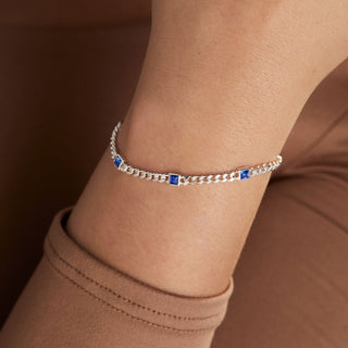 September Birthstone Sapphire Curb Chain Bracelet - A Roese Boutique