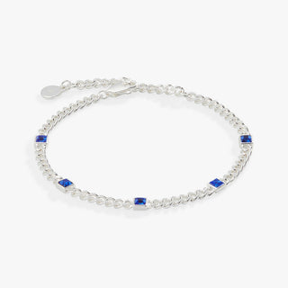 September Birthstone Sapphire Curb Chain Bracelet - A Roese Boutique