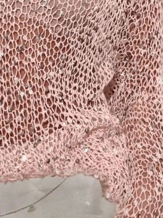 Sequin Long Sleeve Knit Cover Up - A Roese Boutique