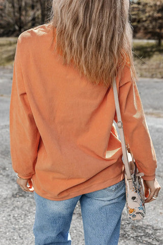 Sequin Pumpkin Round Neck Long Sleeve Sweatshirt - A Roese Boutique