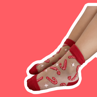 Sheer Candy Cane Socks - A Roese Boutique