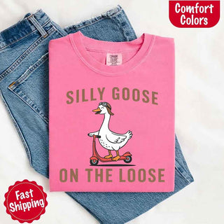 Silly Goose On The Loose Comfort Colors Tee – Funny Gift Shirt - A Roese Boutique