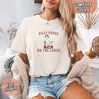 Silly Goose On The Loose Comfort Colors Tee – Funny Gift Shirt - A Roese Boutique