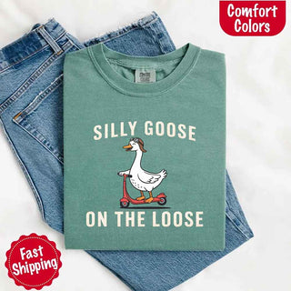 Silly Goose On The Loose Comfort Colors Tee – Funny Gift Shirt - A Roese Boutique