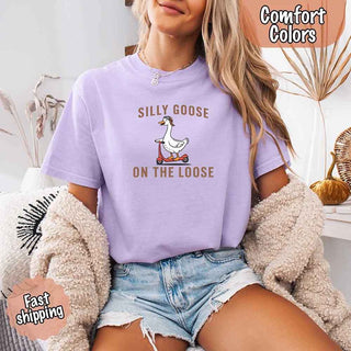 Silly Goose On The Loose Comfort Colors Tee – Funny Gift Shirt - A Roese Boutique
