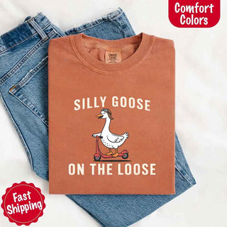 Silly Goose On The Loose Comfort Colors Tee – Funny Gift Shirt - A Roese Boutique