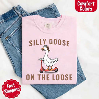 Silly Goose On The Loose Comfort Colors Tee – Funny Gift Shirt - A Roese Boutique
