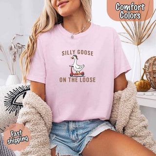 Silly Goose On The Loose Comfort Colors Tee – Funny Gift Shirt - A Roese Boutique