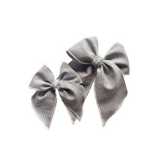 Slate Mini Check Elle Bow - A Roese Boutique