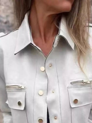 Snap Down Long Sleeve Jacket - A Roese Boutique