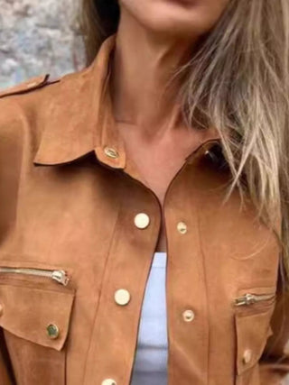 Snap Down Long Sleeve Jacket - A Roese Boutique