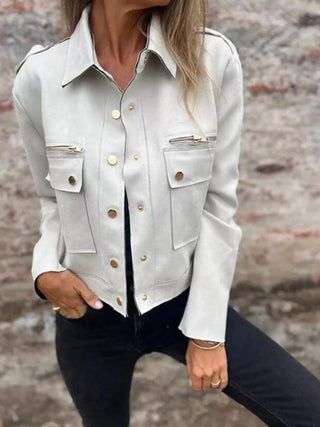 Snap Down Long Sleeve Jacket - A Roese Boutique