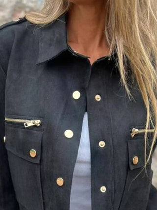 Snap Down Long Sleeve Jacket - A Roese Boutique