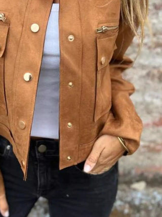 Snap Down Long Sleeve Jacket - A Roese Boutique