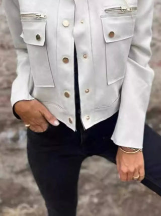 Snap Down Long Sleeve Jacket - A Roese Boutique