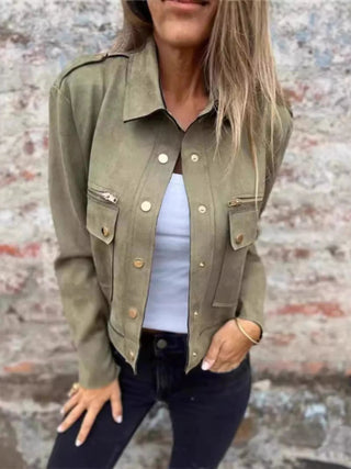 Snap Down Long Sleeve Jacket - A Roese Boutique