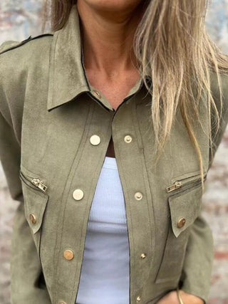 Snap Down Long Sleeve Jacket - A Roese Boutique