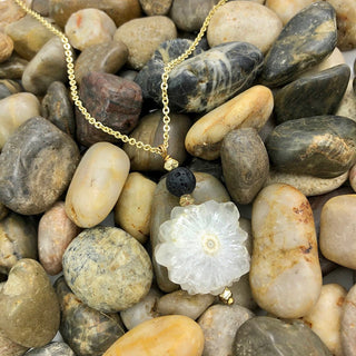 Solar Quartz Lava Necklace - A Roese Boutique