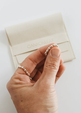 Sterling Silver + 14k Gold Filled || Beaded Stretch Ring - A Roese Boutique