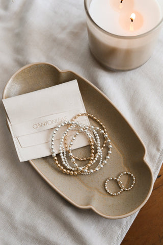 Sterling Silver + 14k Gold Filled || Beaded Stretch Ring - A Roese Boutique