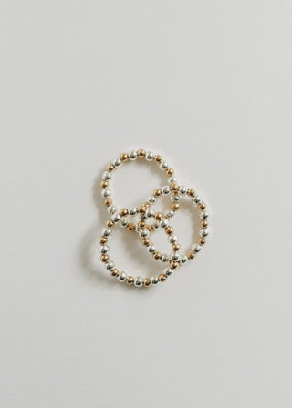 Sterling Silver + 14k Gold Filled || Beaded Stretch Ring - A Roese Boutique