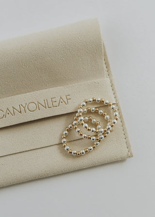 Sterling Silver + 14k Gold Filled || Beaded Stretch Ring - A Roese Boutique