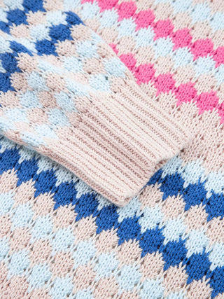 Stripe Eyelet Patterned Drop Shoulder Sweater - A Roese Boutique