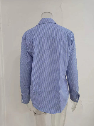 Striped Button-Down Relaxed Fit Shirt - A Roese Boutique