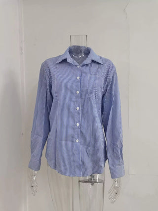 Striped Button-Down Relaxed Fit Shirt - A Roese Boutique
