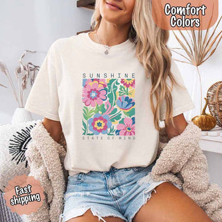 Sunshine State of Mind Comfort Colors T-Shirt – Cute Oversized Beach Tee or Swimsuit Cover Up Gift - A Roese Boutique
