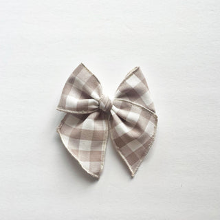 Tan Gingham Elle Bow - A Roese Boutique