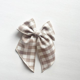 Tan Gingham Elle Bow - A Roese Boutique