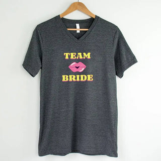 🍾 Team Bride & The Bride 💍 Bachelorette Party Matching V - Neck T-Shirts - A Roese Boutique