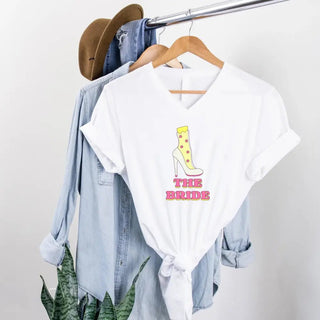 🍾 Team Bride & The Bride 💍 Bachelorette Party Matching V - Neck T-Shirts - A Roese Boutique