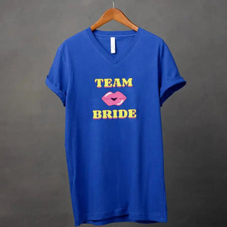 🍾 Team Bride & The Bride 💍 Bachelorette Party Matching V - Neck T-Shirts - A Roese Boutique