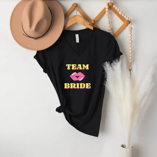🍾 Team Bride & The Bride 💍 Bachelorette Party Matching V - Neck T-Shirts - A Roese Boutique