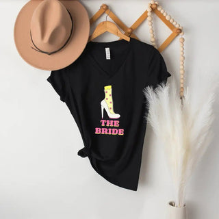 🍾 Team Bride & The Bride 💍 Bachelorette Party Matching V - Neck T-Shirts - A Roese Boutique