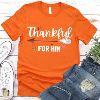 Thankful For Her/Him Thanksgiving Couple T-Shirt – Cute Matching Holiday Tees - A Roese Boutique