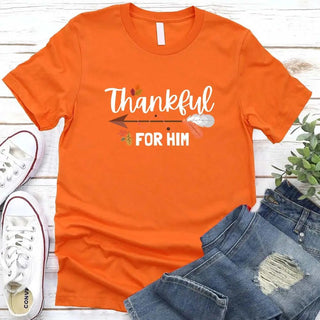 Thankful For Her/Him Thanksgiving Couple T-Shirt – Cute Matching Holiday Tees - A Roese Boutique