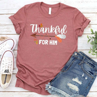 Thankful For Her/Him Thanksgiving Couple T-Shirt – Cute Matching Holiday Tees - A Roese Boutique