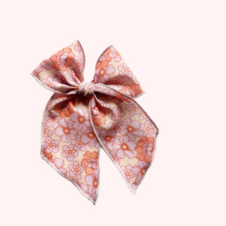 Threadmama Peachy Pink Floral Elle Bow - A Roese Boutique