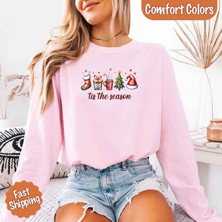 Tis The Season Comfort Colors Long Sleeve Christmas Shirt - A Roese Boutique