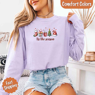 Tis The Season Comfort Colors Long Sleeve Christmas Shirt - A Roese Boutique