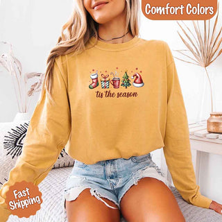 Tis The Season Comfort Colors Long Sleeve Christmas Shirt - A Roese Boutique