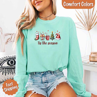 Tis The Season Comfort Colors Long Sleeve Christmas Shirt - A Roese Boutique